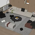 Modern Living Room Sofa And Coffee Table Set With Rug Black Chair And Floor Lamp