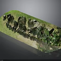 Detailed Green Grass Landscape Model With Natural Stone Structures And Pathway