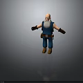 3D Elderly Human Character With White Beard Blue Vest Tool Belt And Outstretched Arms