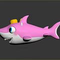 Cute Blue And Pink Shark Toys With Adorable Yellow Crowns