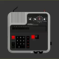Portable Electronic Living Device With White Case Black Panel Red Buttons Knobs And