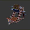 Brown Home Fitness Equipment With Orange Padded Seat And Metal Bars