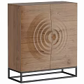 Modern Wooden Bedside Cabinet With Metal Frame And Storage Design Elements 3d model