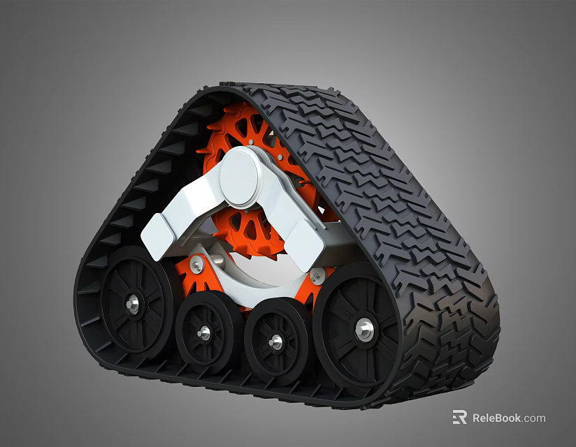 Triangular Mechanical Track System With Metal Gears And Rubber Wheels 3d model