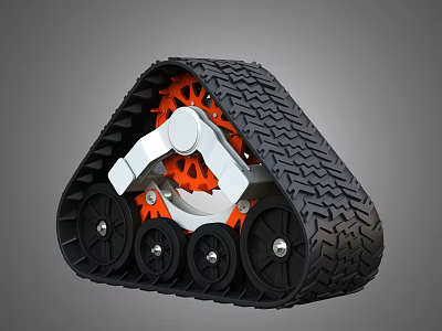 Triangular Mechanical Track System With Metal Gears And Rubber Wheels 3d model
