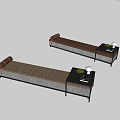 Modern Outdoor Landscape Seats Design With Wooden Slats Metal Frame And Small Side Table