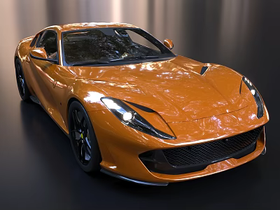Orange Sports Car With Sleek Modern Design And Stylish Front Headlights 3d model