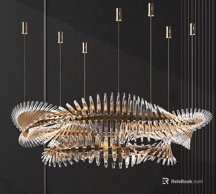 Modern Crystal Chandelier with Artistic Metal and Crystal Structure for Interior Design 3d model 