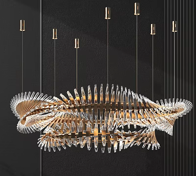 Modern Crystal Chandelier with Artistic Metal and Crystal Structure for Interior Design 3d model