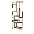 Modern Geometric Shelving Unit with Open Compartments and Metal Frame Design