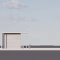 Modern Entrance Gate Design With LOGO On Top Canopy And Supporting Pillars