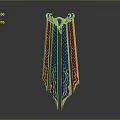 Game and Movie Character Decorative Emblem With Red Blue Ribbons Gold Trim Intricate Patterns