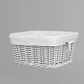 Decorative Woven Rattan Storage Basket with White Lid and Ribbon for Home Organizing
