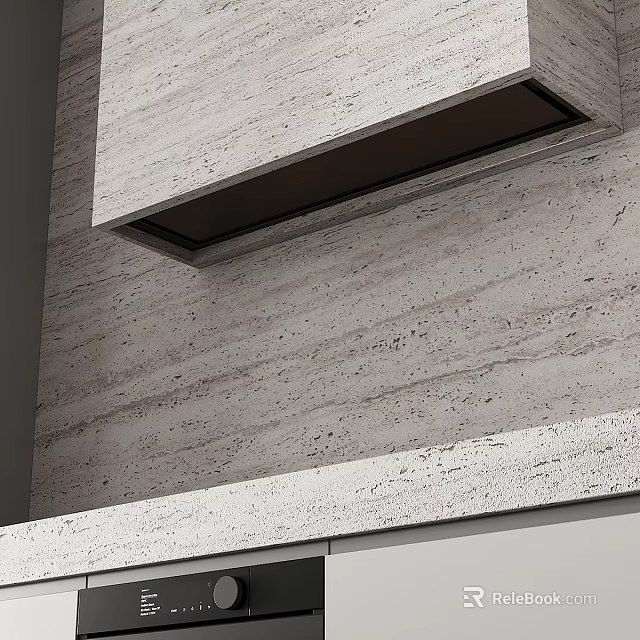 Modern Dining and Living Room Interior Design With Marble Wall And Countertop 3d model 