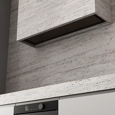 Modern Dining and Living Room Interior Design With Marble Wall And Countertop 3d model