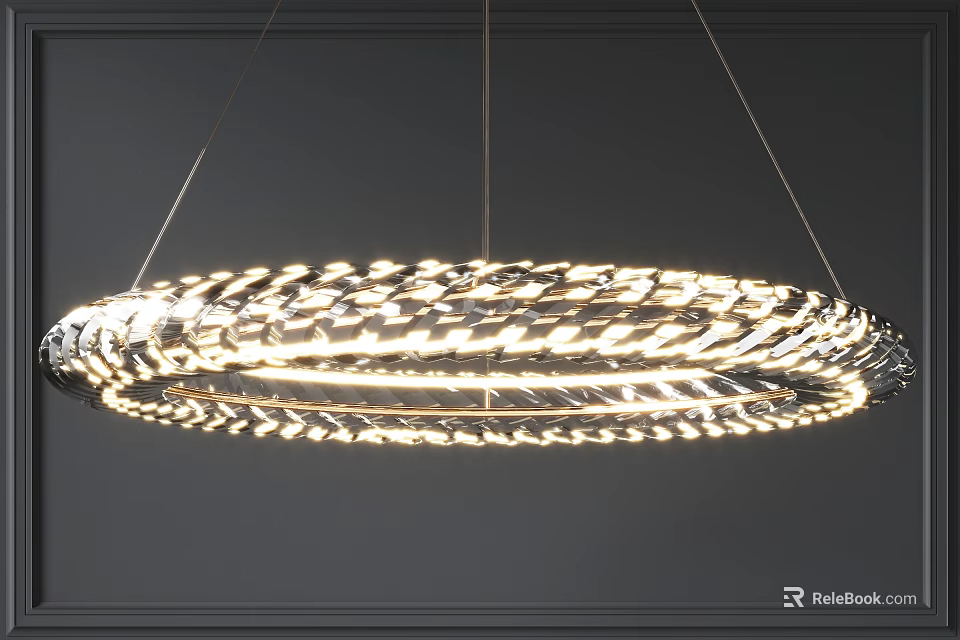 Modern Luxury Spiral Ring Chandelier With Crystal Design And Bright Illumination 3d model 