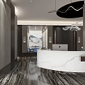 Modern Luxury Hotel Corridor Design With Glass Brick Wall Red Gradient Sofa And Pendant Light