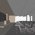 Modern Conference Room Interior With Long Table Rows Of Chairs And Large Screen