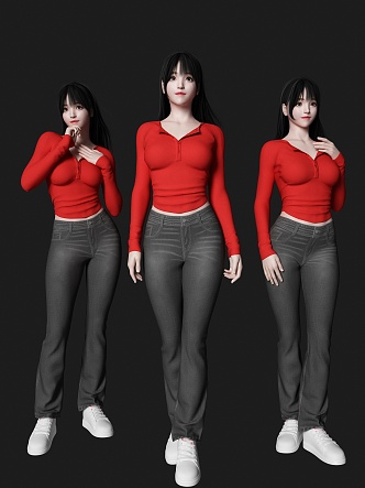 Standing Beauty Figure Jeans Figure Woman 3d model