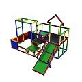 Colorful Multi Level Kids Play Area Structure With Slide Platforms And Frames 3d model