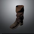 Vintage Brown Leather Slouchy Mid Calf Boots With Light Colored Leather Sole For Casual Daily Wear