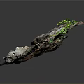 Natural Wooden Stone Decorative Art With Textured Surface And Green Moss Accents