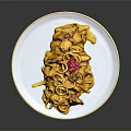Delicious Yellow Fettuccine Pasta With Mushroom Sauce And Red Garnish