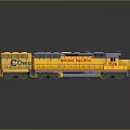 Two Yellow Train Locomotives Featuring Chessie System And Union Pacific Logos