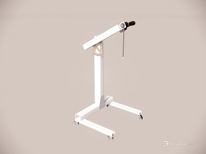White Mobile Medical Stand With Wheels And Hanging Hook Component 3d model