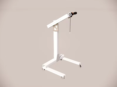 White Mobile Medical Stand With Wheels And Hanging Hook Component 3d model