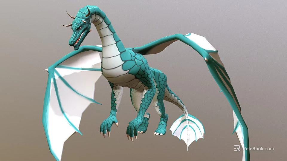 3D Rendered Dragon Character With Blue Scales White Wings And Detailed Features 3d model 