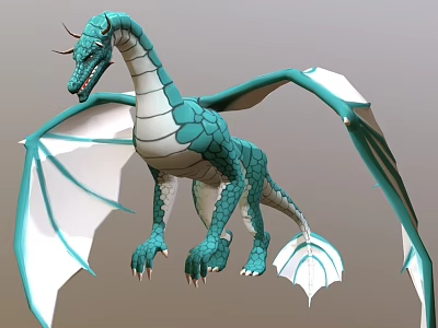 3D Rendered Dragon Character With Blue Scales White Wings And Detailed Features 3d model