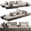 Modern Modular Sectional Sofa with Comfortable Cushions and Decorative Pillows 3d model