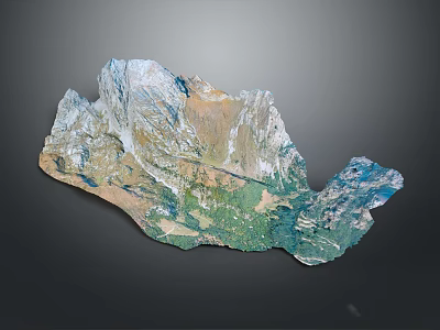 Scenic 3D Natural Landscape Model With Mountain Range And Green Valleys 3d model