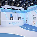 Modern classroom science and technology sense front desk aisle 3d model