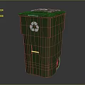 Green Wheeled Recycling Bin With Recycling Symbol For Outdoor Waste Management
