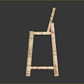Light Colored Leisure Chair With Woven Backrest And Wooden Frame Design