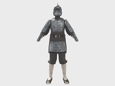 Ancient Warrior Defensive Weapon Armor With Square Plates Helmet And Shoulder Guards 3d model