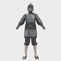 Ancient Warrior Defensive Weapon Armor With Square Plates Helmet And Shoulder Guards 3d model