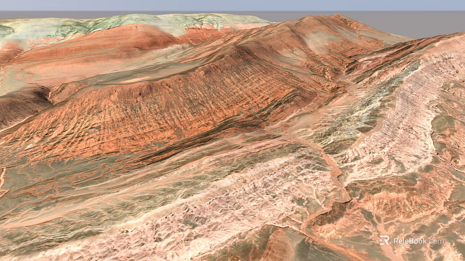 Garden Landscape With Undulating Layered Earthen Terrain And Colorful Natural Textures 3d model