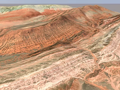 Garden Landscape With Undulating Layered Earthen Terrain And Colorful Natural Textures 3d model