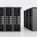 Multiple Server Racks With Network Ports Indicator Lights And Slots For Data Center Use