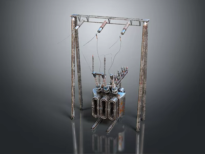 Detailed Industrial Electrical Equipment With Metal Frame And Wiring Components 3d model