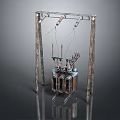 Detailed Industrial Electrical Equipment With Metal Frame And Wiring Components