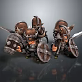 Fantasy Dwarf Warriors Group With Medieval Armor Shields And Weapons 3d model