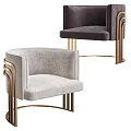 Elegant Modern Single Sofa With Light Gray Dark Gray Velvet Upholstery And Gold Metal Frame
