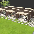 Modern Building With Wooden Slats Facade Glass Railings Steps And Lawn Trees