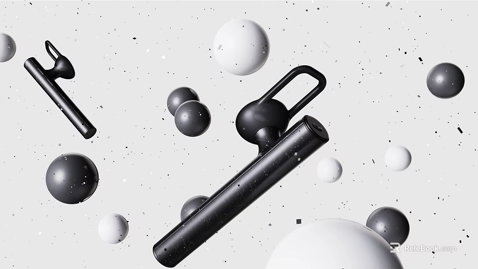 Sleek Modern Wireless Headphones With Spherical Decor Elements In Black And White Palette 3d model 