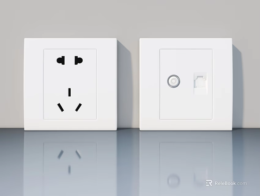 Modern White Hinged Interior Door with Smooth Surface and Simple Design 3d model 