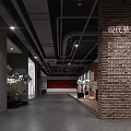Museum Exhibition Hall Interior With White Reclining Sculpture Colorful Wall Paintings Industrial Ceiling And Lighting